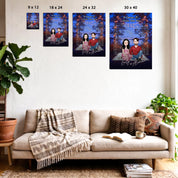 10 Reasons It’s Always Been You personalized couple portrait word search canvas of two front-facing people sitting together under string lights by the water, with 10 custom words circled in the grid and their names displayed at the bottom — LOVECOUPLET