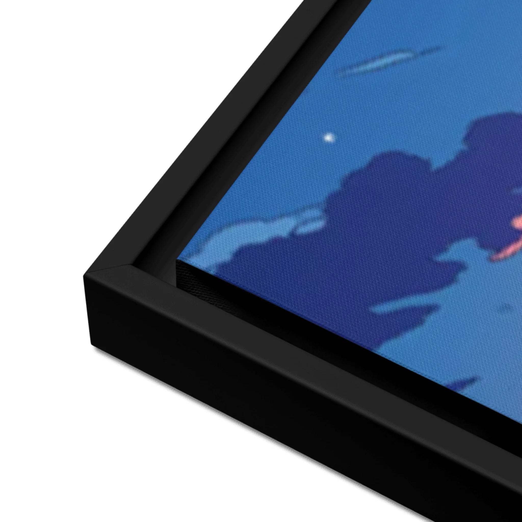 Personalized couple framed canvas of a couple at the shoreline, with a custom city map set into the sky behind the clouds, GPS coordinates, city name, and handwritten names at the bottom — LOVECOUPLET