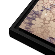 Personalized couple framed canvas of a couple at the shoreline, with a custom city map set into the sky behind the clouds, GPS coordinates, city name, and handwritten names at the bottom — LOVECOUPLET