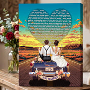 Just Married — Personalized Wedding Couple Canvas with Custom Lyrics