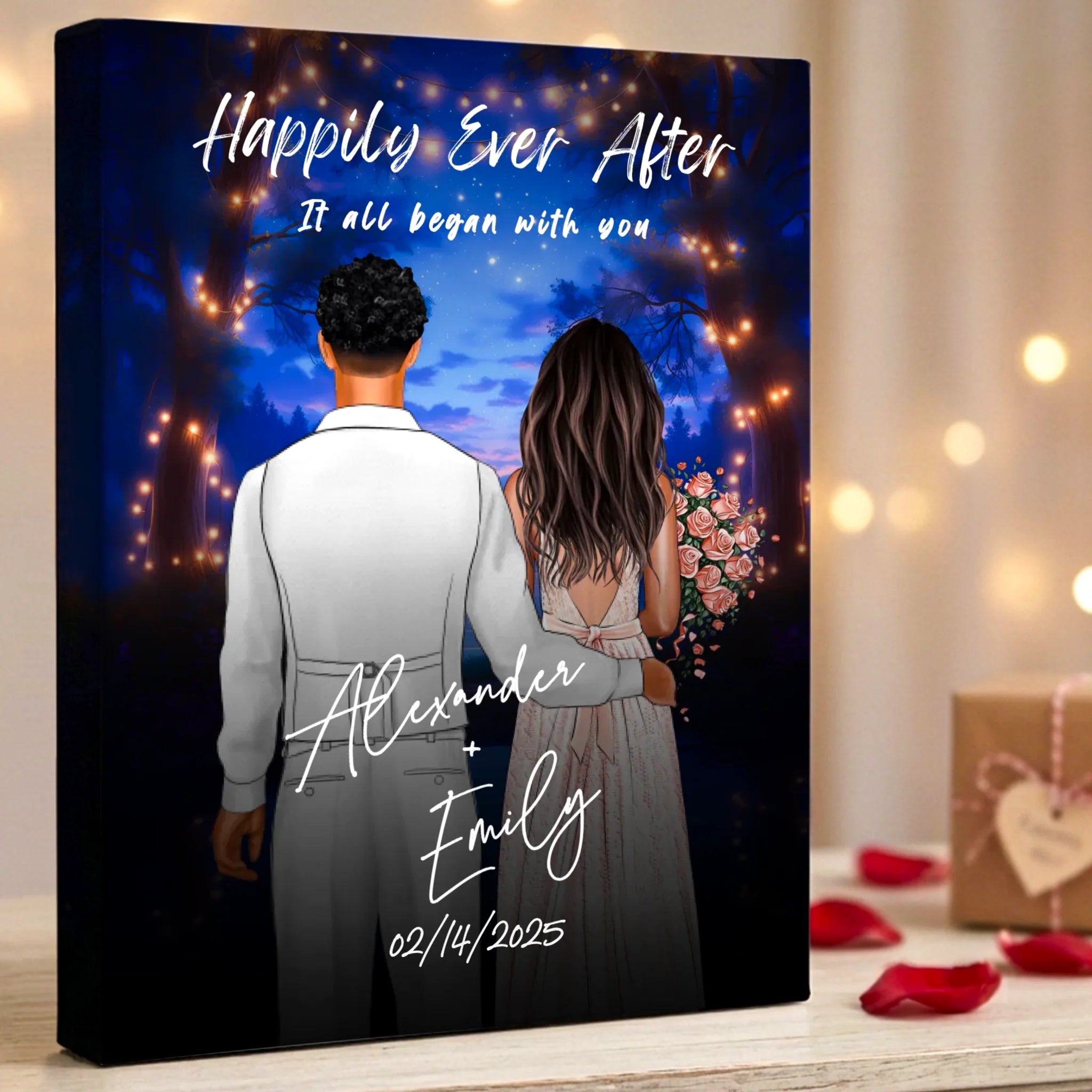 Happily Ever After — Personalized Wedding Couple Canvas