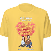 50 Reasons I Love You — Personalized Couple Portraits with Custom Heart-Shaped Word Cloud Unisex T-Shirt