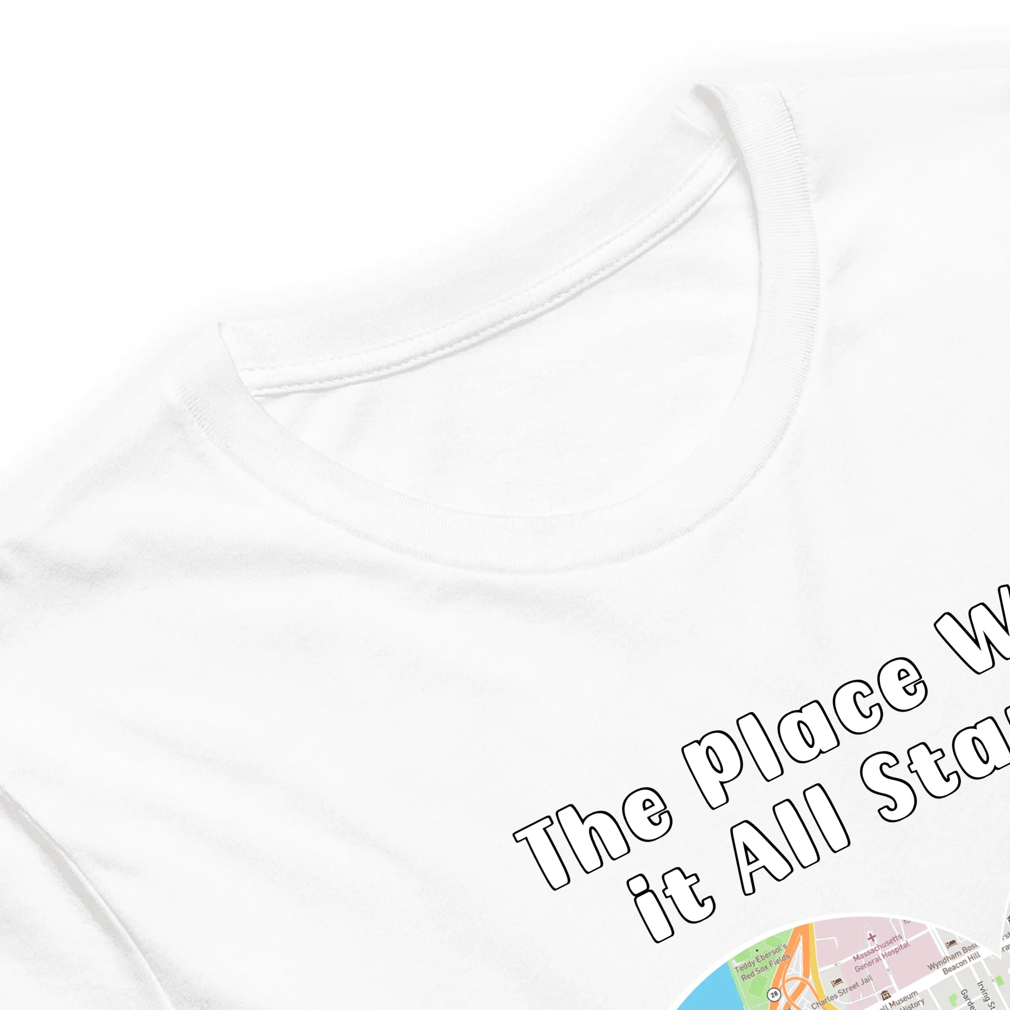 Where It All Began — Personalized Couple Portraits with Custom Location Map Unisex T-Shirt | LOVECOUPLET