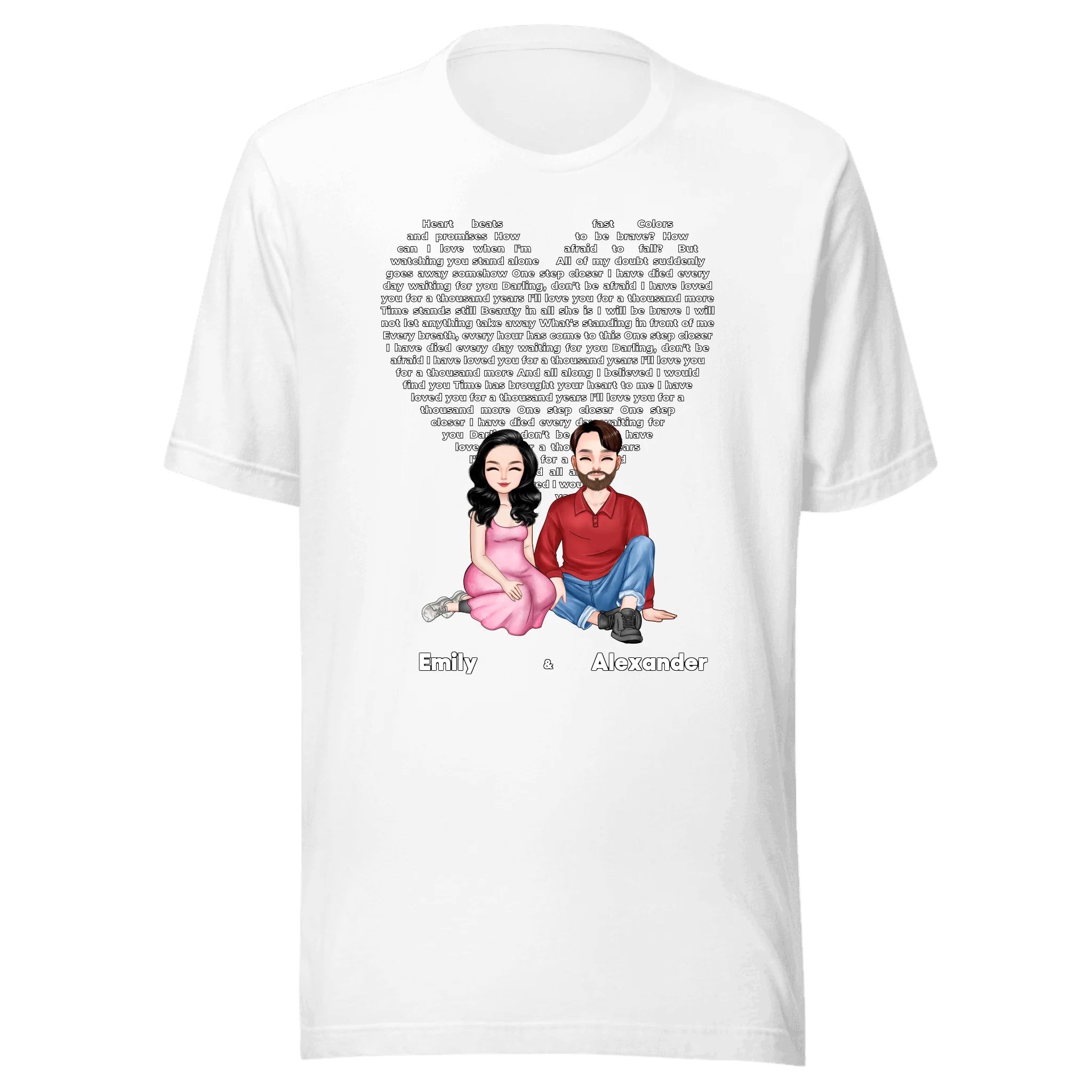 Our Favorite Song — Personalized Couple Portraits with Custom Lyrics Unisex  T-Shirt | LOVECOUPLET