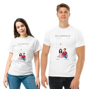 Still Celebrating Us — Personalized Couple Portraits with Custom Date Calendar Unisex T-Shirt | LOVECOUPLET
