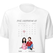 Still Celebrating Us — Personalized Couple Portraits with Custom Date Calendar Unisex T-Shirt | LOVECOUPLET