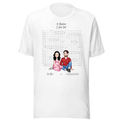 10 Reasons I Love You — Personalized Couple Portraits with Custom Word Search Unisex T-Shirt | LOVECOUPLET
