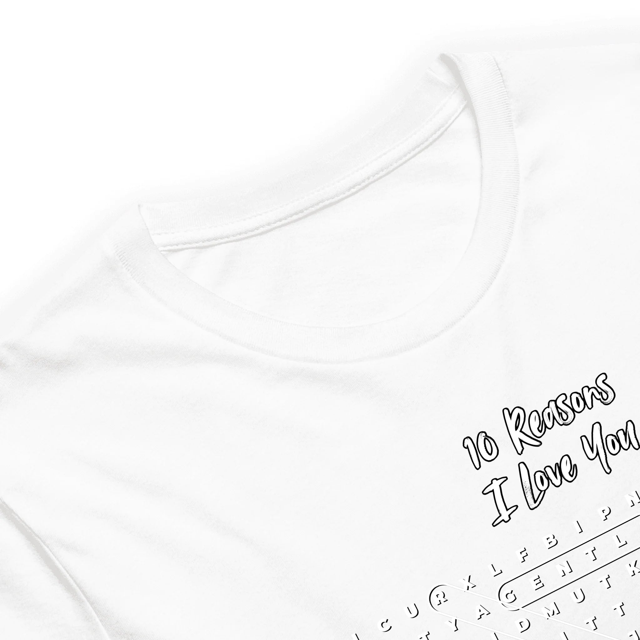 10 Reasons I Love You — Personalized Couple Portraits with Custom Word Search Unisex T-Shirt | LOVECOUPLET