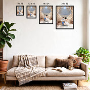 Personalized wedding couple framed canvas of a bride and groom sitting on a bench beneath a blooming floral garden arch, with custom lyrics shaped into a heart above them and their names at the base of the scene — LOVECOUPLET