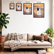 Once in a Lifetime personalized wedding couple framed canvas of two people standing together on a golden beach at sunset, with a custom romantic quote above them, names displayed at the bottom, and personalized wedding characters — LOVECOUPLET