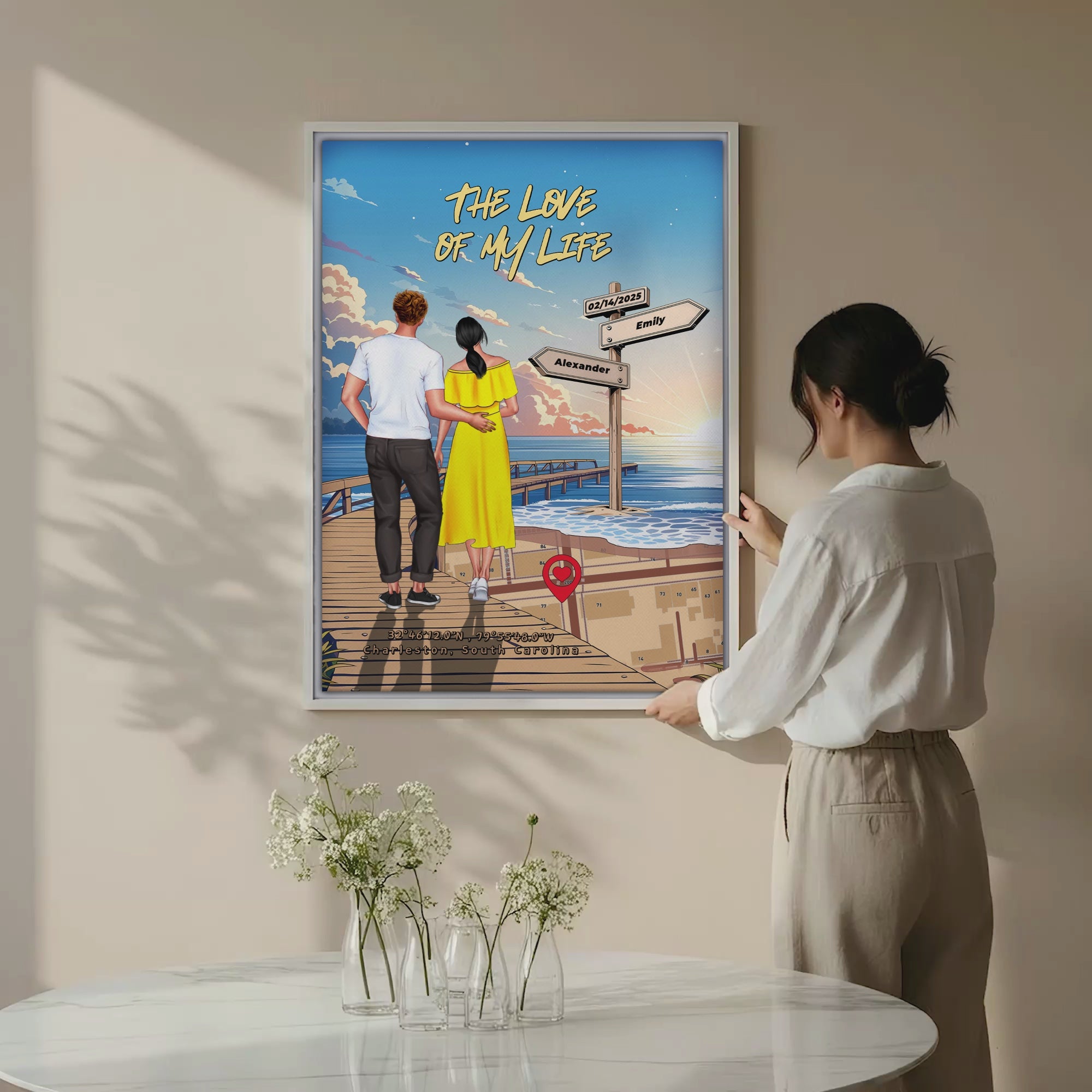 Every Step With You — Personalized Couple Canvas with Custom Location Map