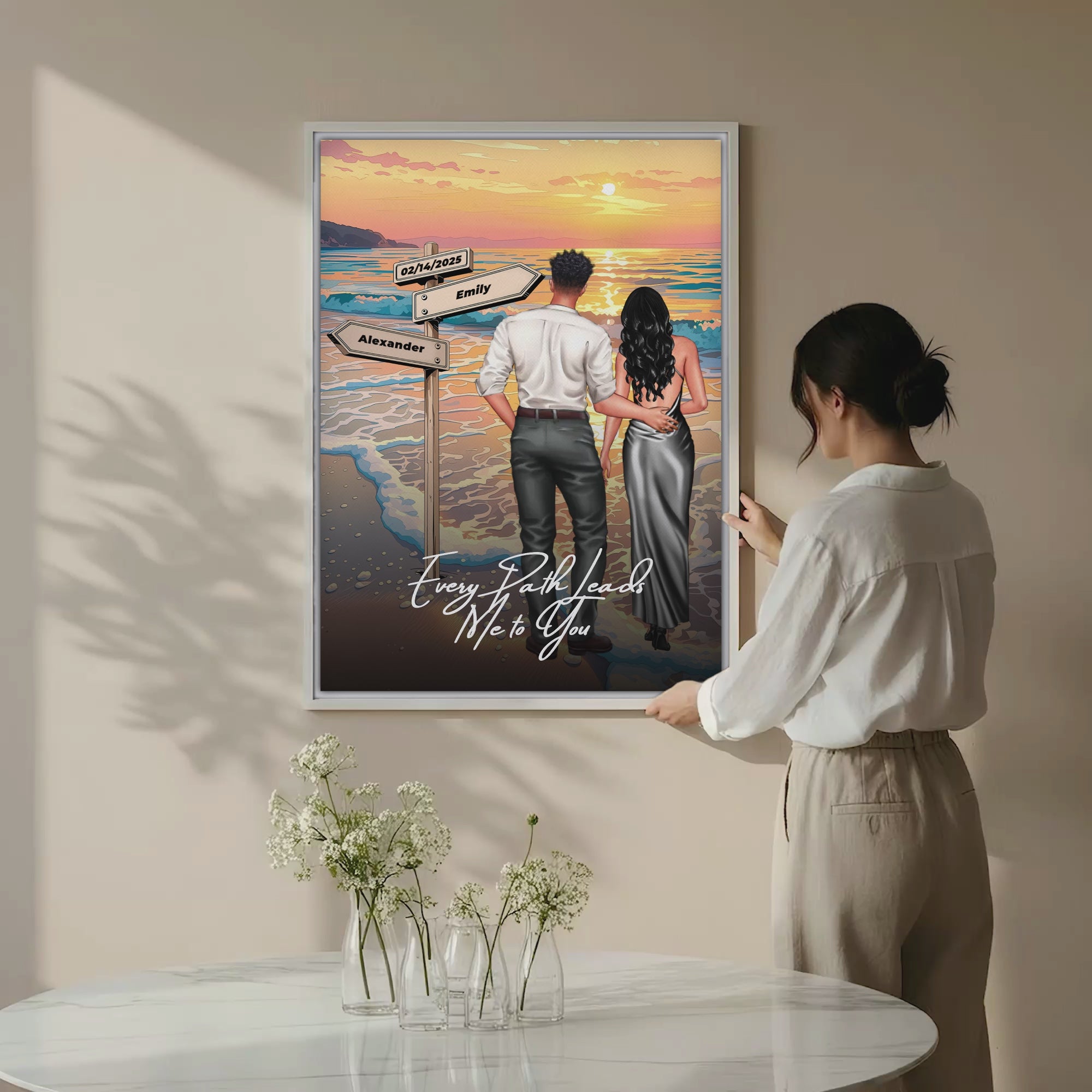 Every Path Leads Me to You — Personalized Couple Canvas