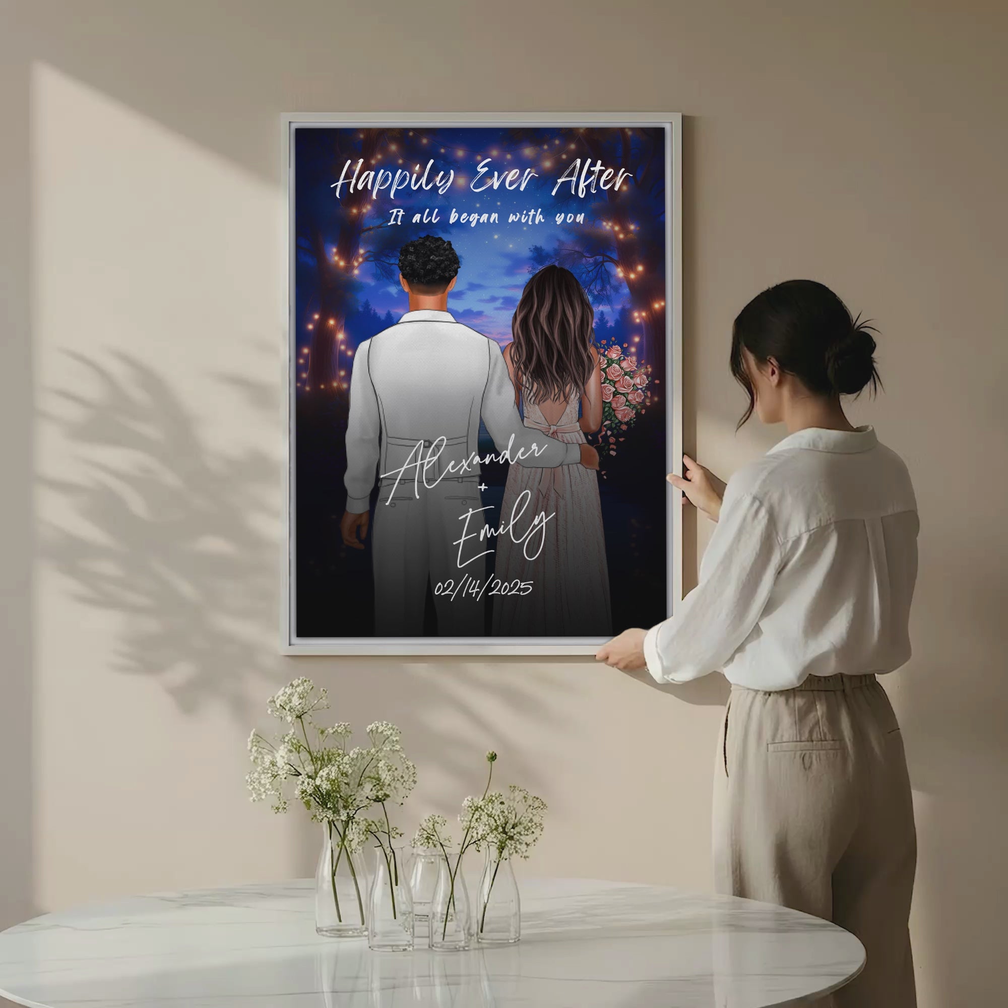Happily Ever After — Personalized Wedding Couple Canvas