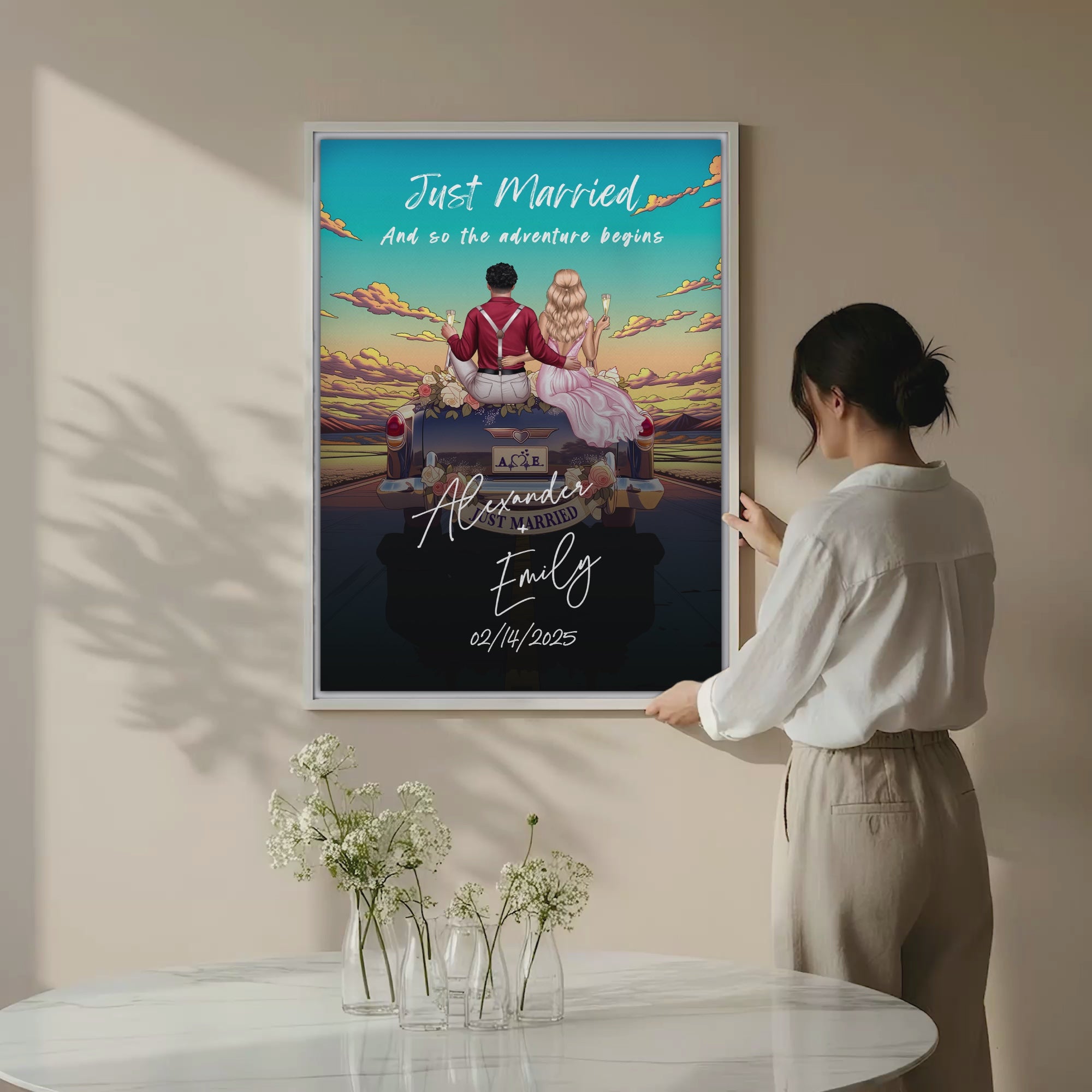 The Adventure Begins — Personalized Wedding Couple Canvas