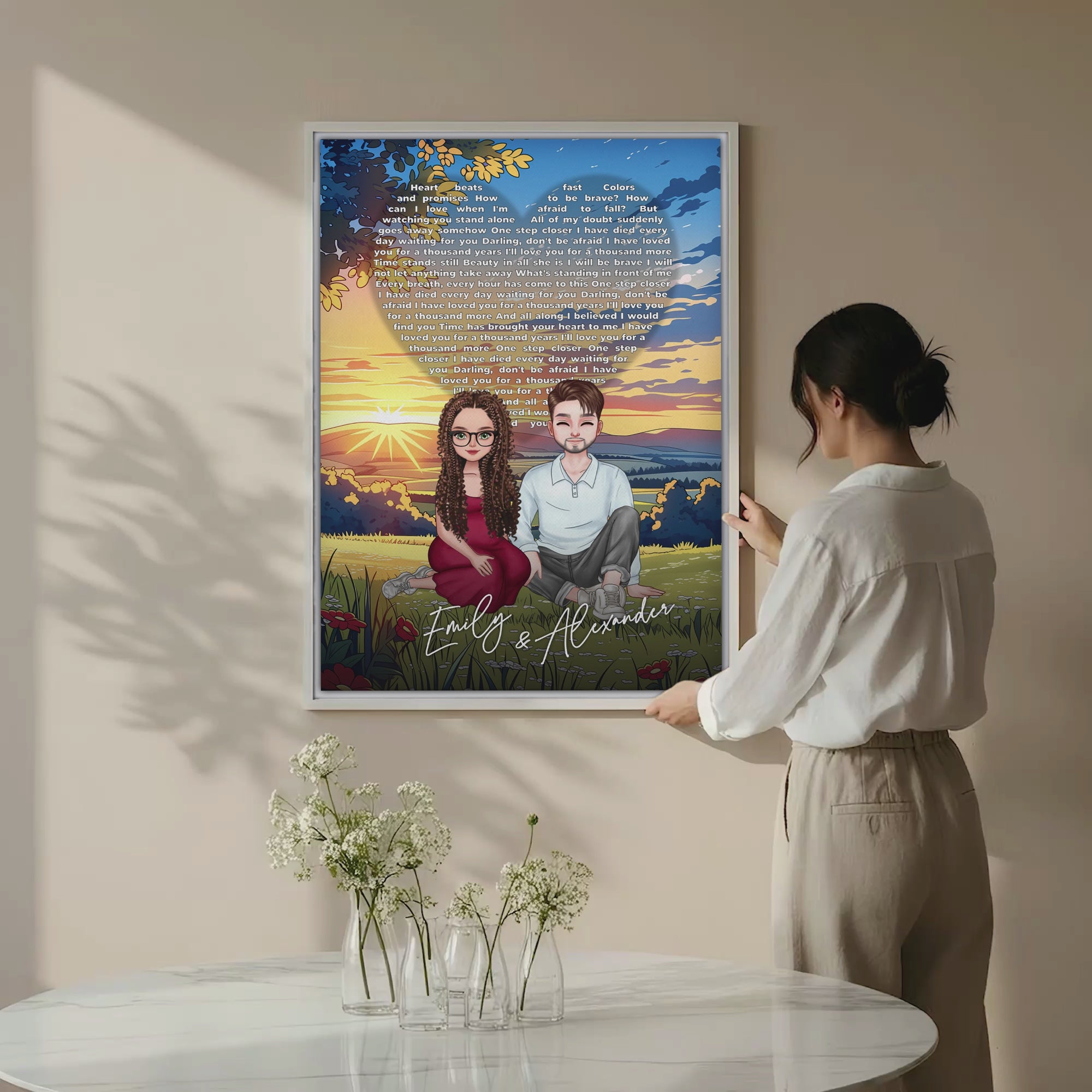 All Along It Was You — Personalized Couple Portrait Canvas with Custom Lyrics
