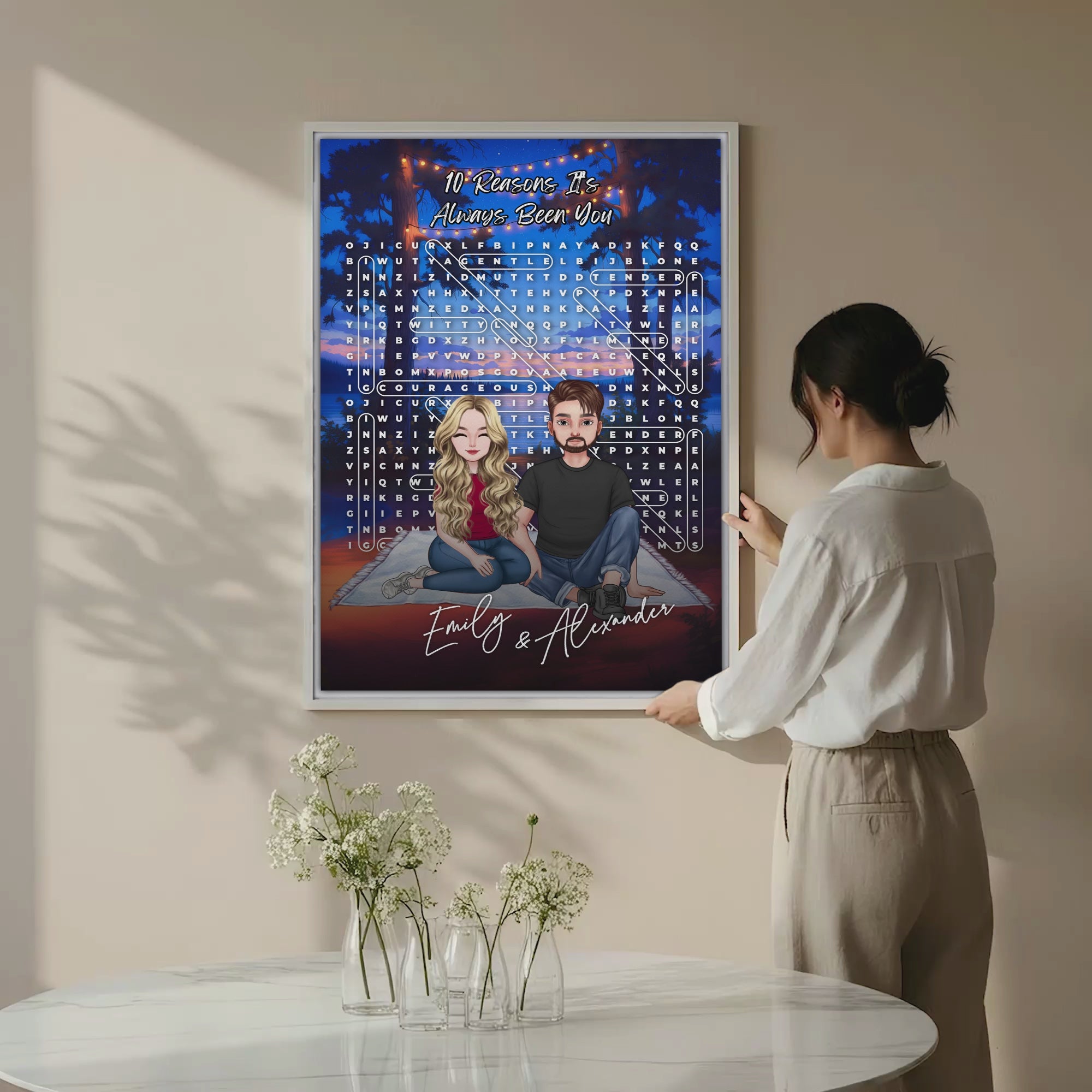 10 Reasons It’s Always Been You — Personalized Couple Portrait Word Search Canvas