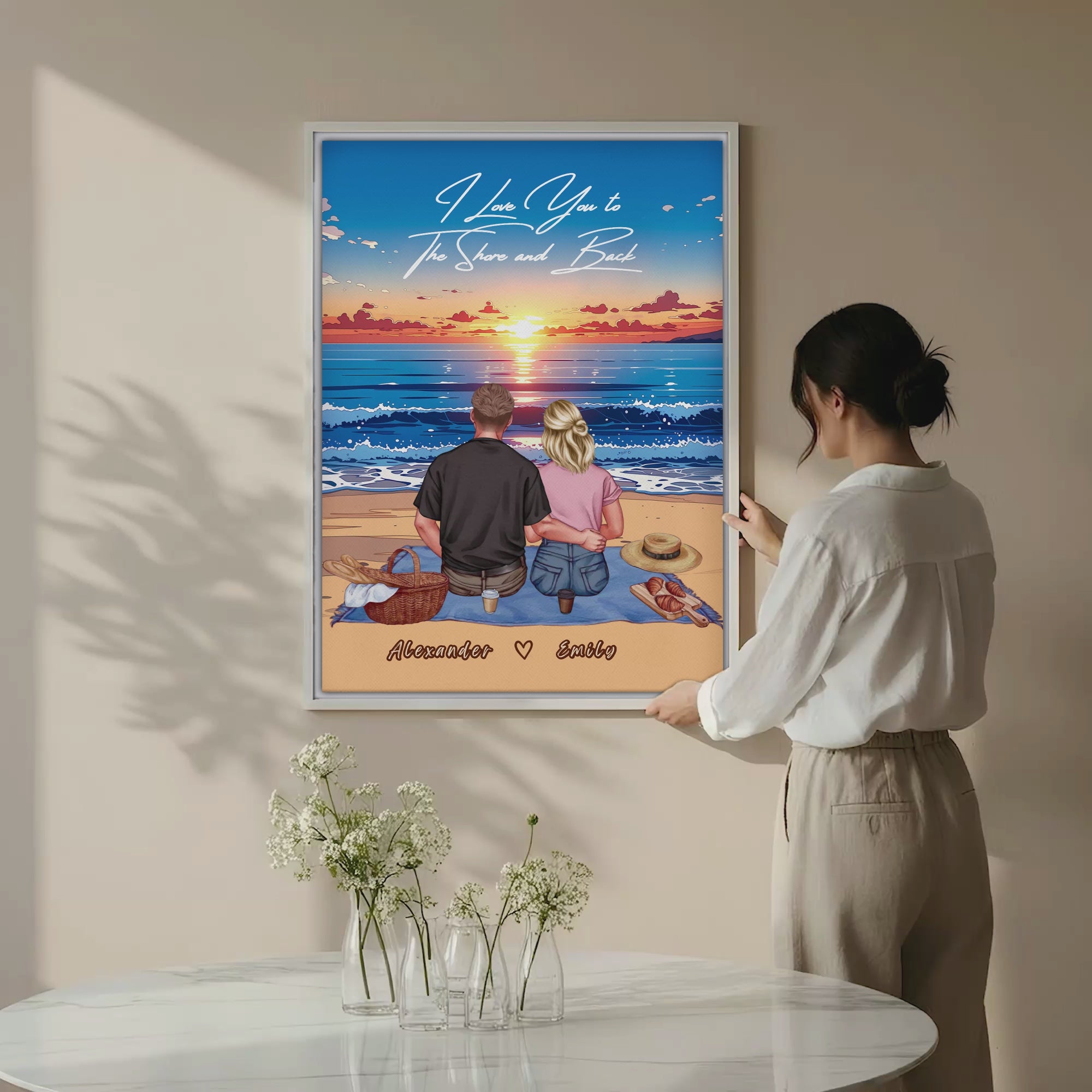 To the Shore and Back — Personalized Couple Canvas