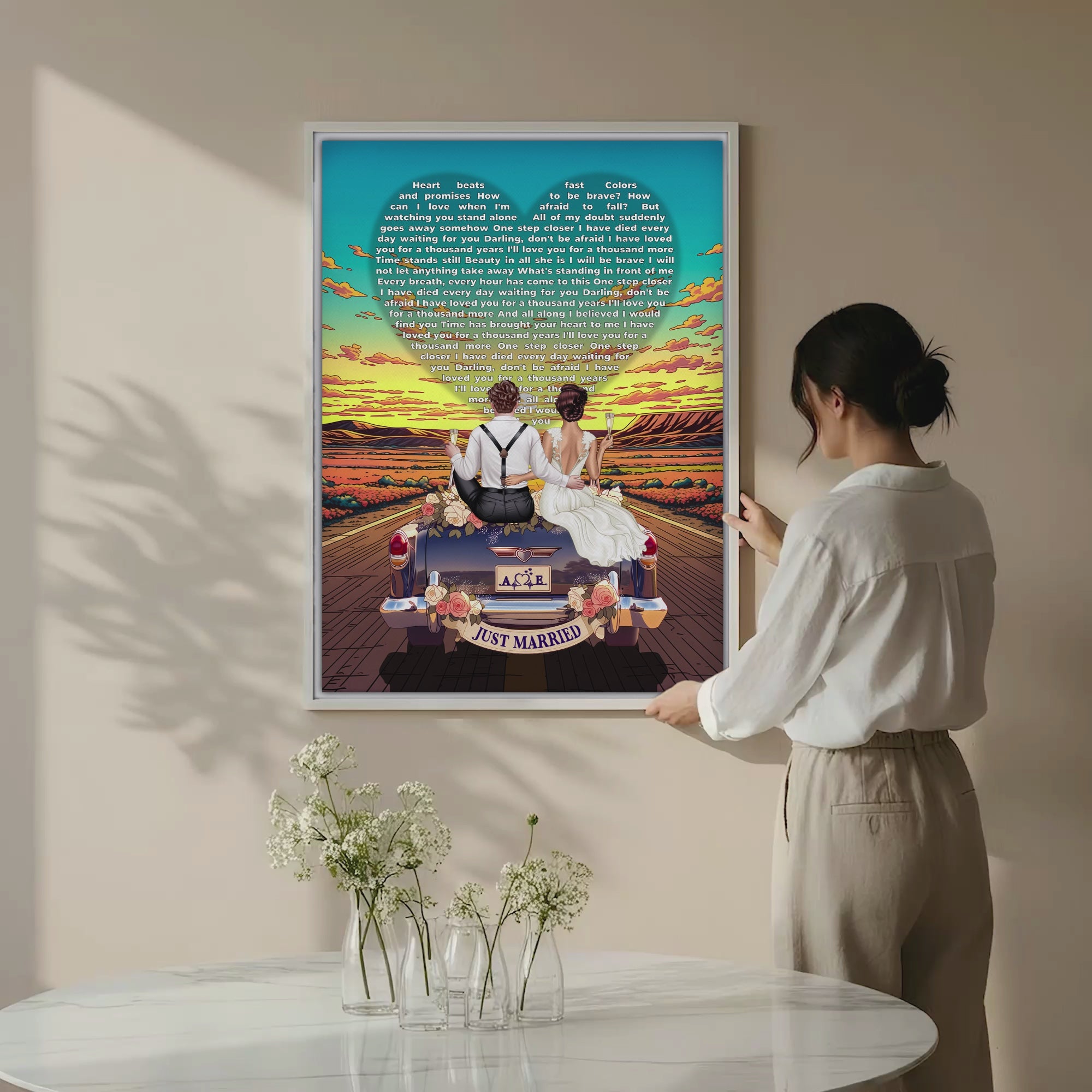 Just Married — Personalized Wedding Couple Canvas with Custom Lyrics