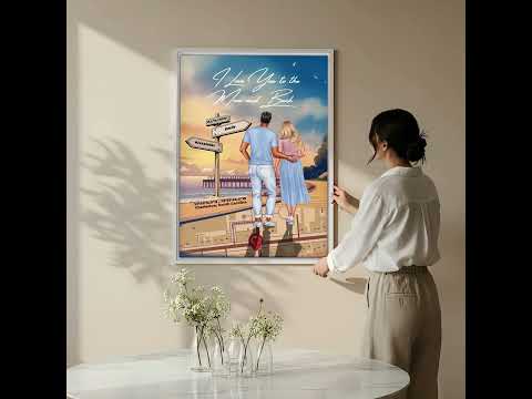 To the Moon and Back — Personalized Couple Canvas with Custom Location Map