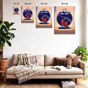 Personalized couple star map canvas of two people sitting together by a window under the night sky, with a custom star map based on their location, date and time, plus optional location name, date and GPS coordinates — LOVECOUPLET